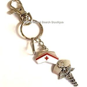 Nursing Caduceus Keychain Ring Purse Charm LPN RN ARNP CNA Nurse Graduation Gift